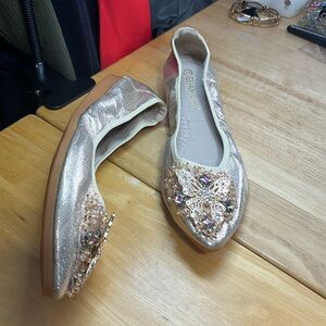 Butterfly embellished, beaded ballerina, Dance, party, foldable slip on shoes